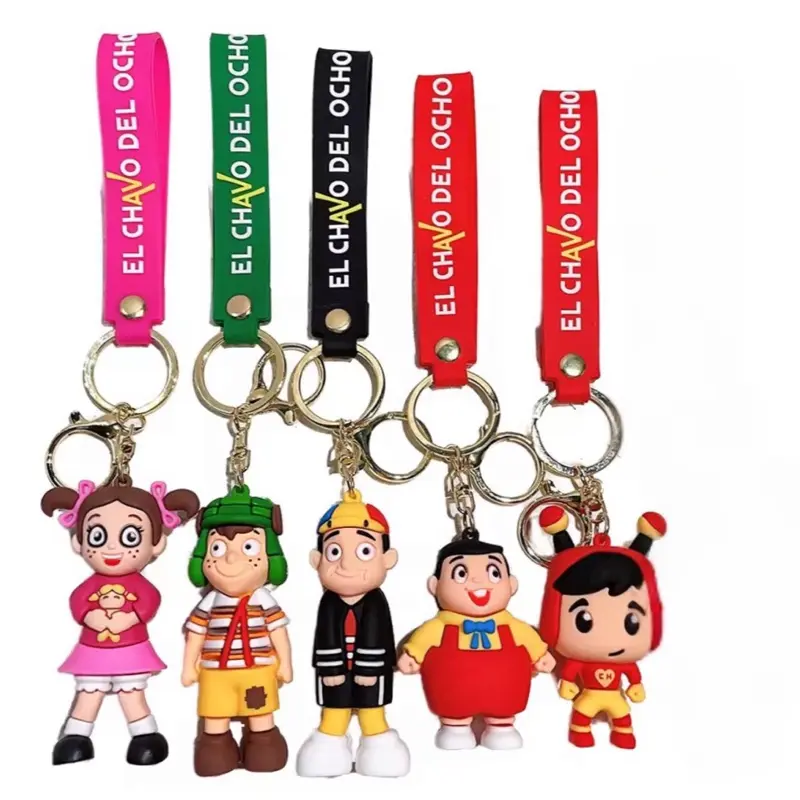 Chavo del 8 Set of 5 Keychains with Colorful Character Designs and El Chavo del Ocho Lanyards for Fans Featuring Iconic Characters