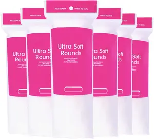 600 PCS Cotton Rounds–100 Count (Pack of 6)-Soft, Absorbent, 100% Pure Cotton Face Pads for Makeup Removal, Skincare, Skin Care and Gentle Facial Cleansing - Lint Free Stitched Pads