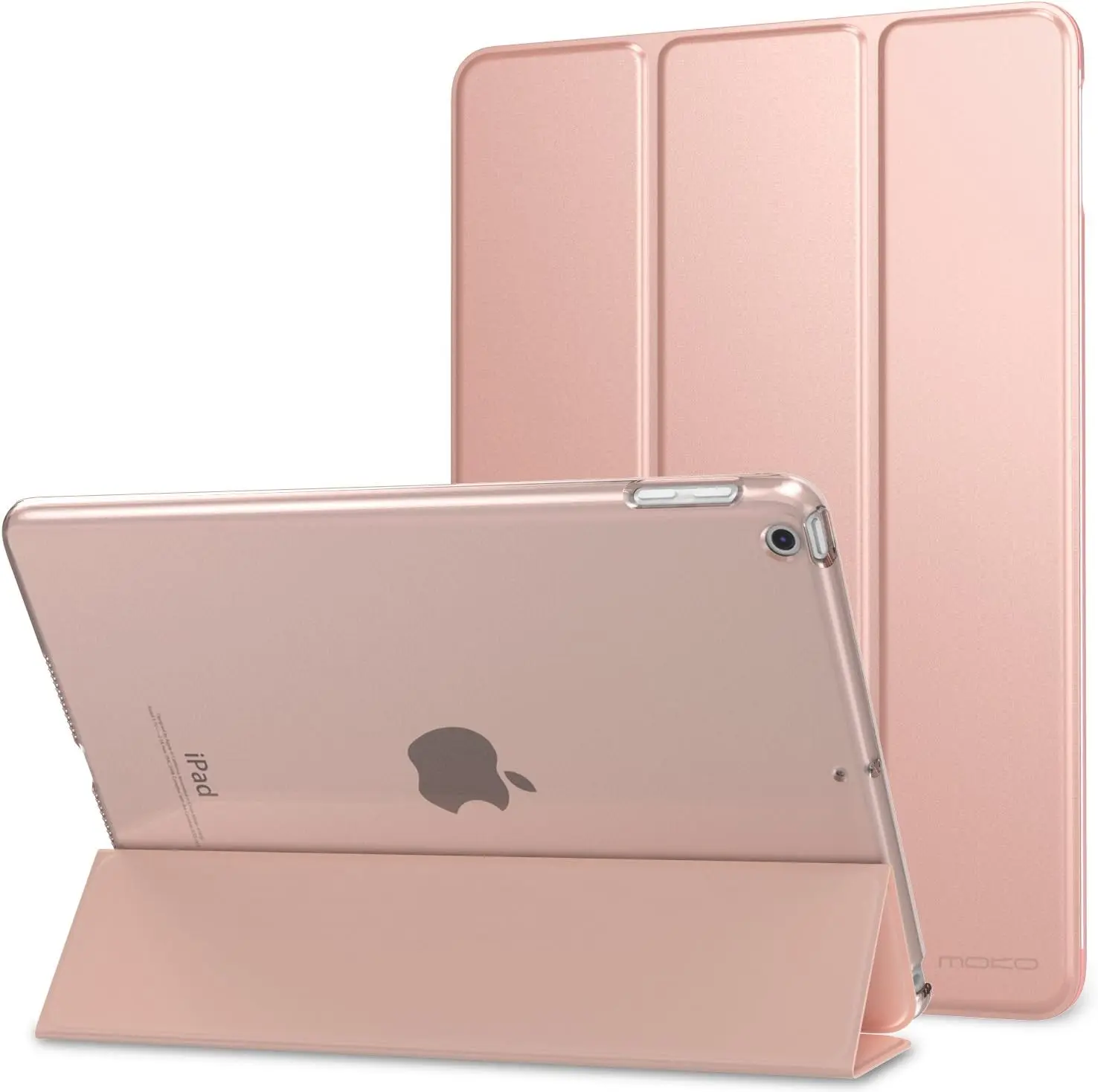 Slim Lightweight Smart Shell Stand Cover with Translucent Frosted Back Protector for 2017-2018 Apple iPad 9.7 Inch 5th/6th Generation, Rose Gold, Auto Wake/Sleep Function