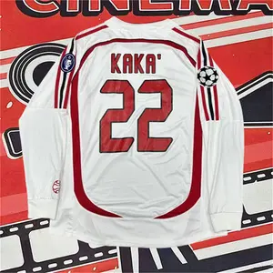 2006 2007 Milan Away Retro White No.22 Kaka Long Sleeved Soccer Jersey