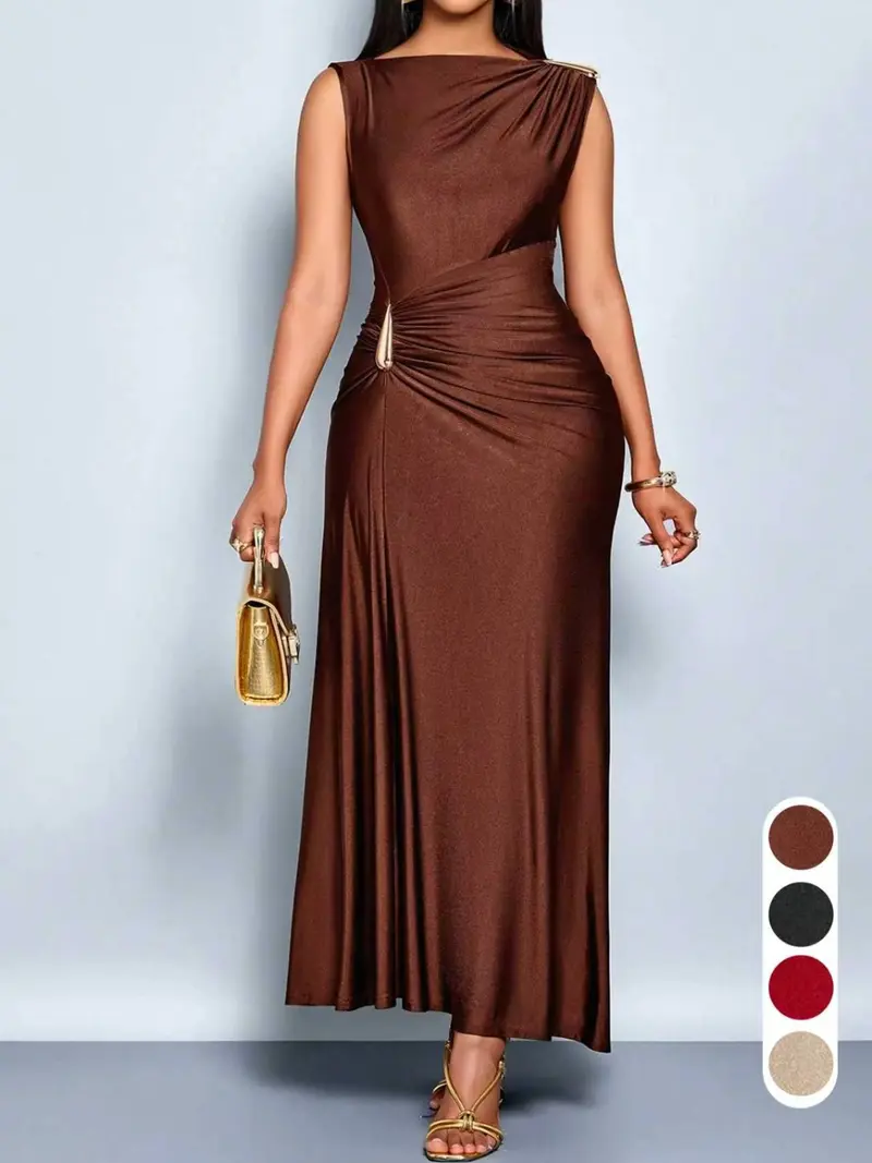 slim fit long dress Slim Fit Linen Dress LORA