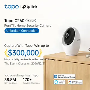 TP-Link & Tapo C260 RoomCam 360° 4K Ultra HD Pan Tilt Dual Band WiFi Indoor Security Camera with AI Face Recognition Two Way Audio and Enhanced Privacy Mode