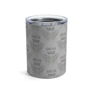 Light Grey Tumbler 10oz, Angel Number 909 Accept Yourself, Numerology Gift, Positive Energy Cup, Manifestation Gift, Law of Attraction Gift