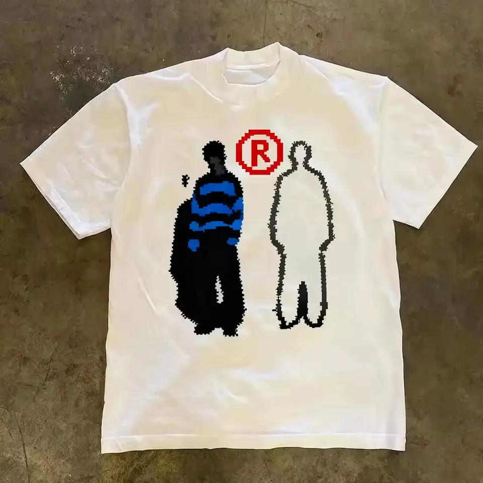 Summer 2026 New Vintage High Street Print Tee High Quality Y2k Stylish Casual Breathable Men's Crew Neck Print Tee