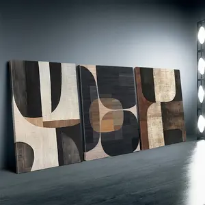 3-piece canvas set, modern decorative frames, beige gravel-style wooden edges, black and white abstract art, brown minimalist art, neutral textures, Minimalist Print, wall decoration for homes, bars, cafes, dormitories