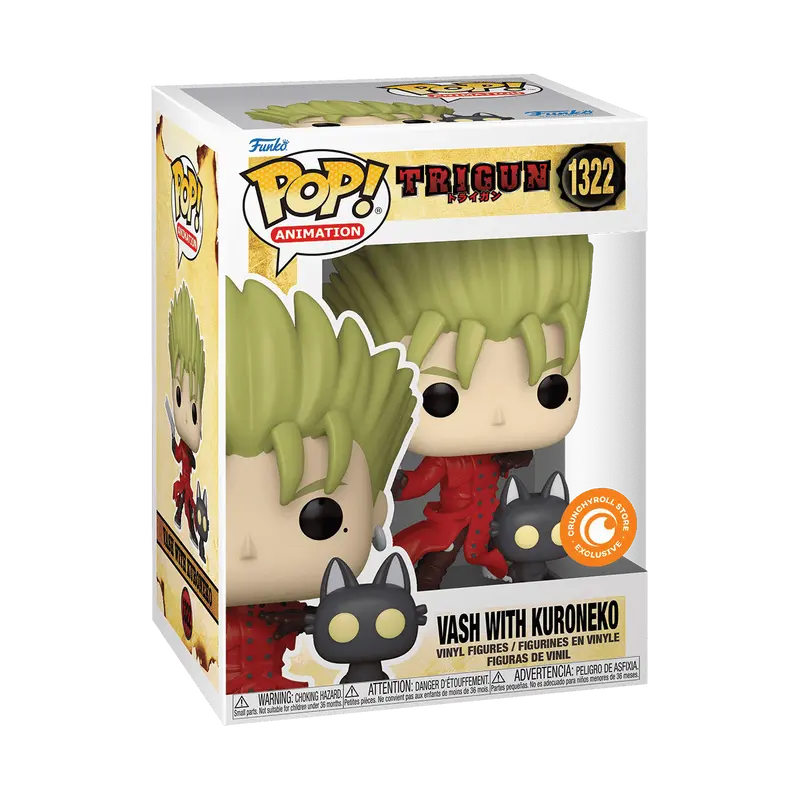 Funko Pop! Trigun - Vash with Kuroneko #1322 Exclusive (Sticker may vary) Collectible Pop Vinyl Figure