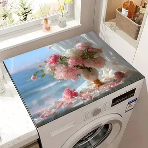 Dreamy Floral Diatomaceous Earth Washing Machine Mat, Non-Slip Pad, Durable Cover, Dustproof Cover, Kitchen Countertop Protector, Home Washer Cover Cloth