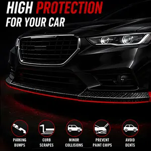 2.5M Universal Carbon Fiber Car Bumper Lip | Anti-Scratch Front Splitter & Side Skirt Protector | DIY Flexible Rubber Guard Trim | Stylish Exterior Modification for Most Cars Car Accessories Car Decoration
