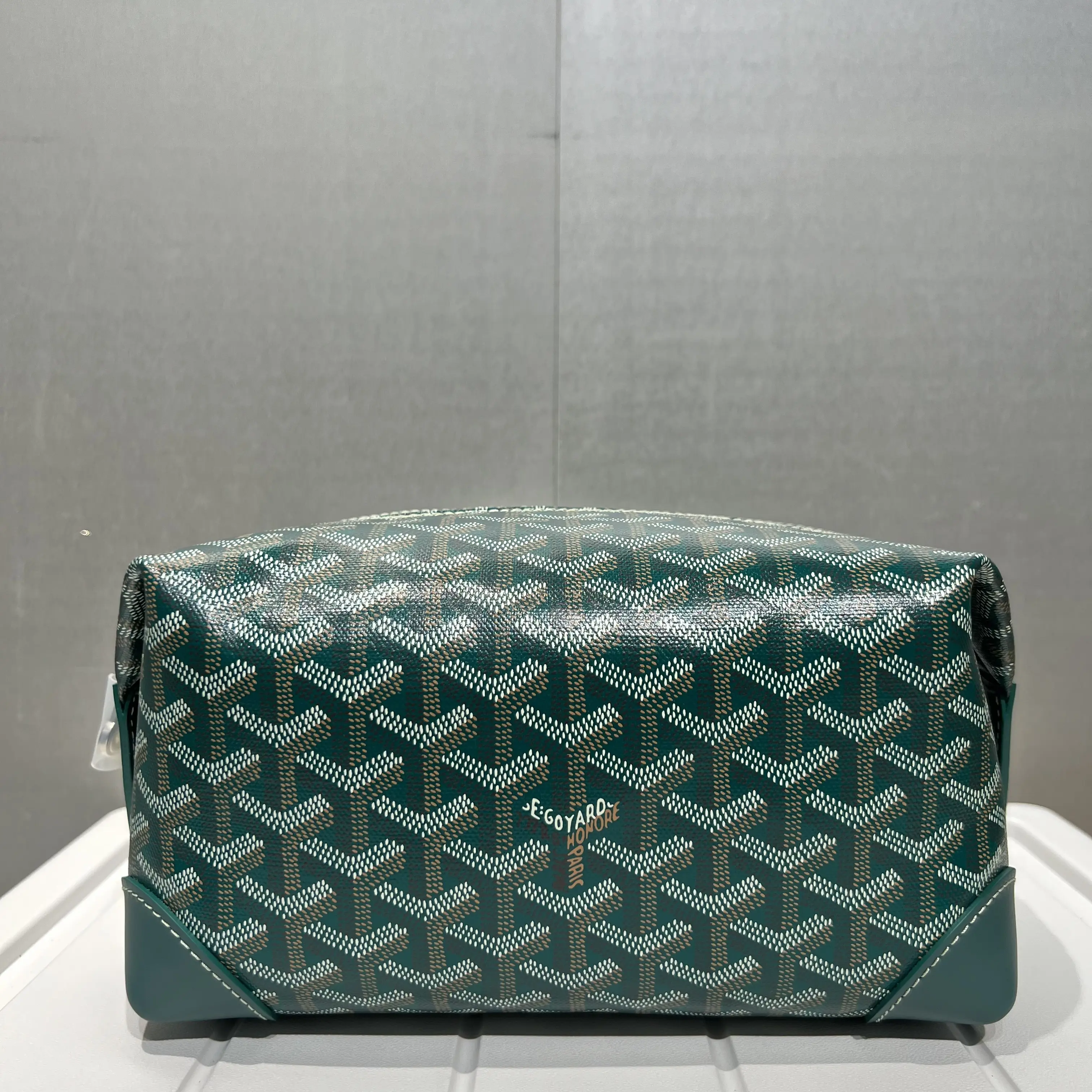 Pre-owned Goyard canvas Small Leather Goods Green Printed Logo Toiletry Bag 90616401 SH
