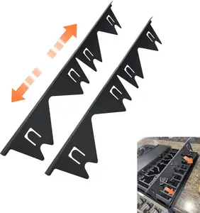 Stove gap filler with stove gap covers, Gap filler for stove and counter, dishwasher air gap, Oven gap filler retractable Length 13.8" to 27.6", Width 0.79",2Pcs Black