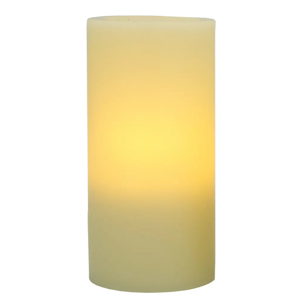 8 in. Ivory Flameless Flicker Beeswax Pillar Candle with 360 Stand - Tabletop Home Decor, Home Decoration, Ideal Gift