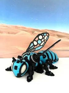 3D Printed Articulated Cyber Bee Fidget Toy - 4.5" Executive Desk Toy with Glow-in-the-Dark Feature & Magnetic Design for Fridge Magnet Use Decor Accessory