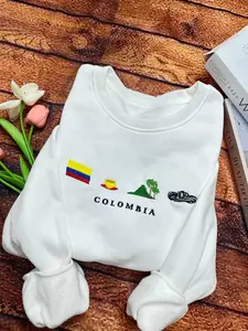 Colombia Embroidered Sweatshirt – Colombian Culture Pullover – Country Pride Gift Shirt, Colombian Heritage Sweatshirt