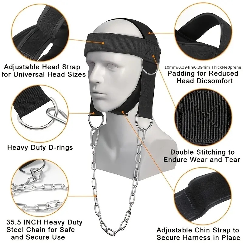 Head & Neck Trainer with Weight-Bearing Resistance System - Portable Muscle Exercise Device for Cervical Strengthening, Physical & Rehabilitation, Gym Fitness Equipment ()