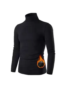 Men's Thermal Fleece Lined Turtleneck Long Sleeve Athletic Base Layer Cold Weather Gear Workout Top Fabric Stretch Undershirt Sports Beige Bike summerwins