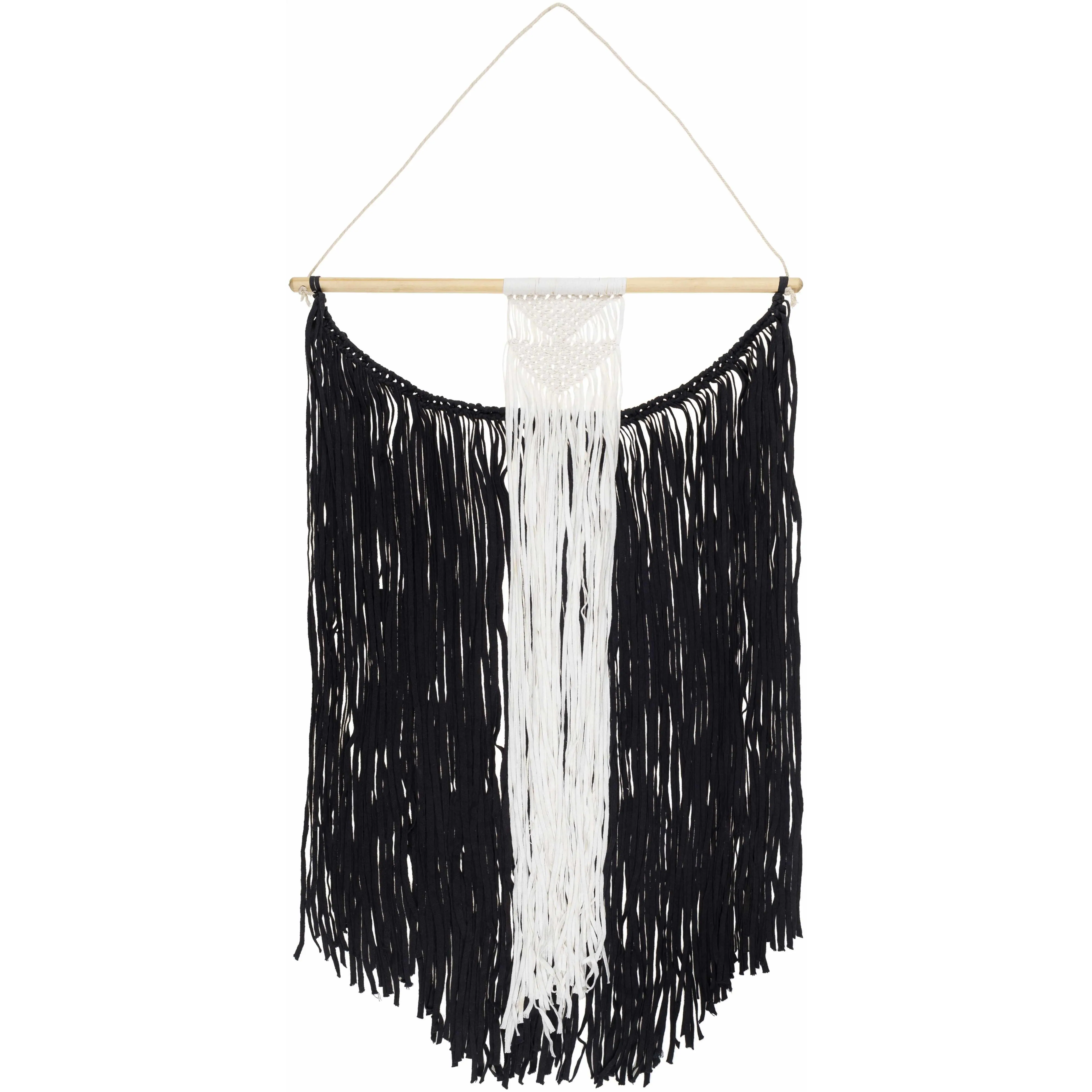 Rosebank Boho Black and White Hangable Wall Hanging - Colorblock Tassel Decor, Ornaments, Home Inspo, Room Art, Door Hanging Decor, Home Supplies