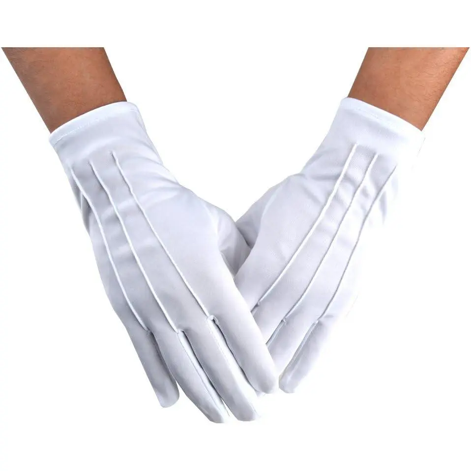 Men Police Formal Tuxedo Honor Guard Parade Nylon Cotton Gloves 26cm