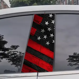 2-Pack American Flag Car Stickers - AHPAINTING Anti-Scratch Durable Vinyl B-Post Protective Film, Self-Adhesive Smooth Plastic/Metal Surface Decal, 19.6x9.8 Patriotic Car Trim, Vivid Flag Pattern Car Decorative Sticker, Sticker For Cars, Car Decals