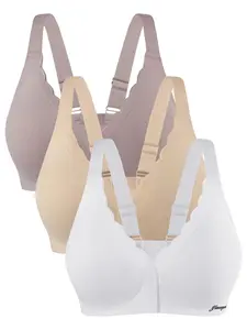 Women's Solid Wireless Push Up Bra, Comfortable Breathable Buckle Front Bra, Soft Lingerie for All Seasons, Wireless Shaping Bra, Wireless Padded Bra, Supportive Wireless Bra, Breathable Comfy Bra