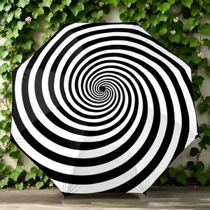 1PC Personalized Foldable Umbrella with Black and White Spiral Stripe Pattern, suitable as a birthday gift, for various holidays, travel, and gifting