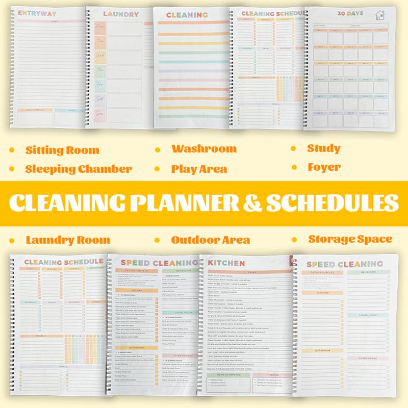 【ADHD Cleaning Planner】 A4 Size Daily Schedule & focus Checklist Notebook for Home Office & Dorm Use Durable Cover Smooth Pages Office Stationery Essential - Plannerbook