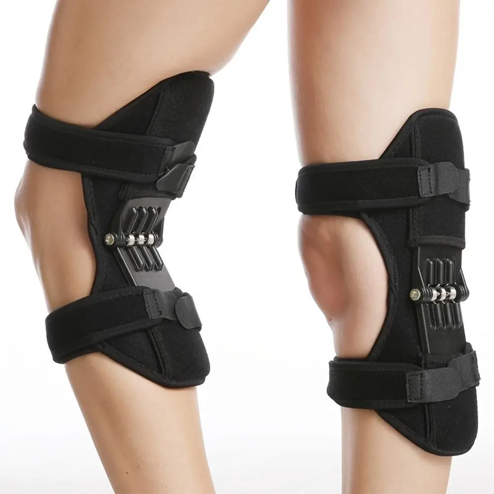 Knee Supporter Brace with 4 Springs, Protective Knee Booster, Knee Brace for Men & Women, Universal Sports Knee Pads for Running Jogging Cycling