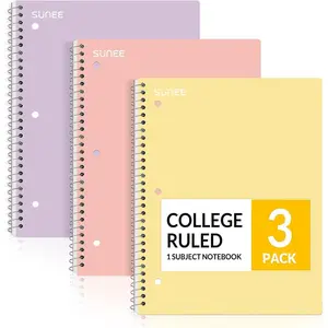 Spiral Notebooks, 3 Pack, 1-Subject, College Ruled Paper, 8" x 10-1/2", 70 Sheets per Notebook, Pastel Colors Spiral Notebooks for School