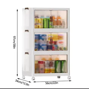 3-Tier Foldable Storage Cabinet Heavy-Duty PP Plastic Collapsible Organizer for Closet Bedroom Garage & Dorm No Tools Needed Easy to Store heavy duty plastic april restock storage  organizer Space Saving Furniture bed organizer