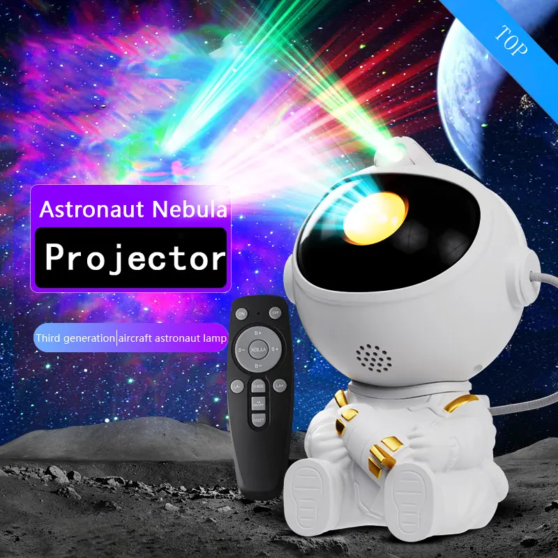 Rocket Space Shuttle Astronaut Starry Sky Lamp, Full Moon Projection Light, Starlight Projector, Galaxy Projector, Led Nebula Projector, Indoor Atmosphere Lamp, Night Light for Bedroom Living Room Gaming Room Gift