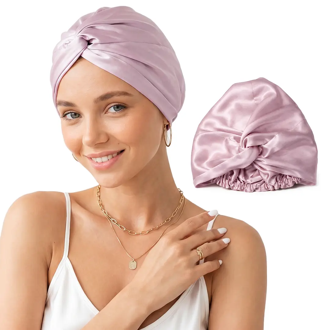 Women's Double-Layer Silk Sleep Bonnet - Soft Clothes Accessory Night Cap for Hair Protection and Haircare, Silk Fabric, Gentle Touch, Wear At Night, Fabric/Material, Female, Silk Bonnets Hats