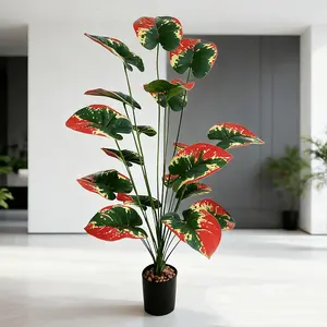 Realistic Large 35.43 Inch Artificial Tree, Variegated Monstera-Style Foliage, Low Maintenance, Perfect for Home & Office Décor