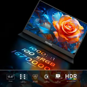 REHISK Portable Gaming Monitor 15.6" 1080P FHD IPS Panel 60Hz 178° Viewing Angle Ultra-Slim Touchscreen for PS5 Xbox Switch Laptop PC Mac HDR10 16.7M Colors