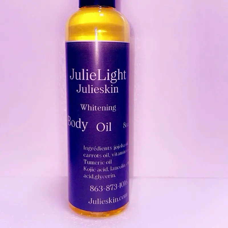 JulieLight Body Oil Whitening - 80ml - Ingredients: Carrots Oil, Vitamin E, Tumer Oil, Kojic Acid, Lactic Acid