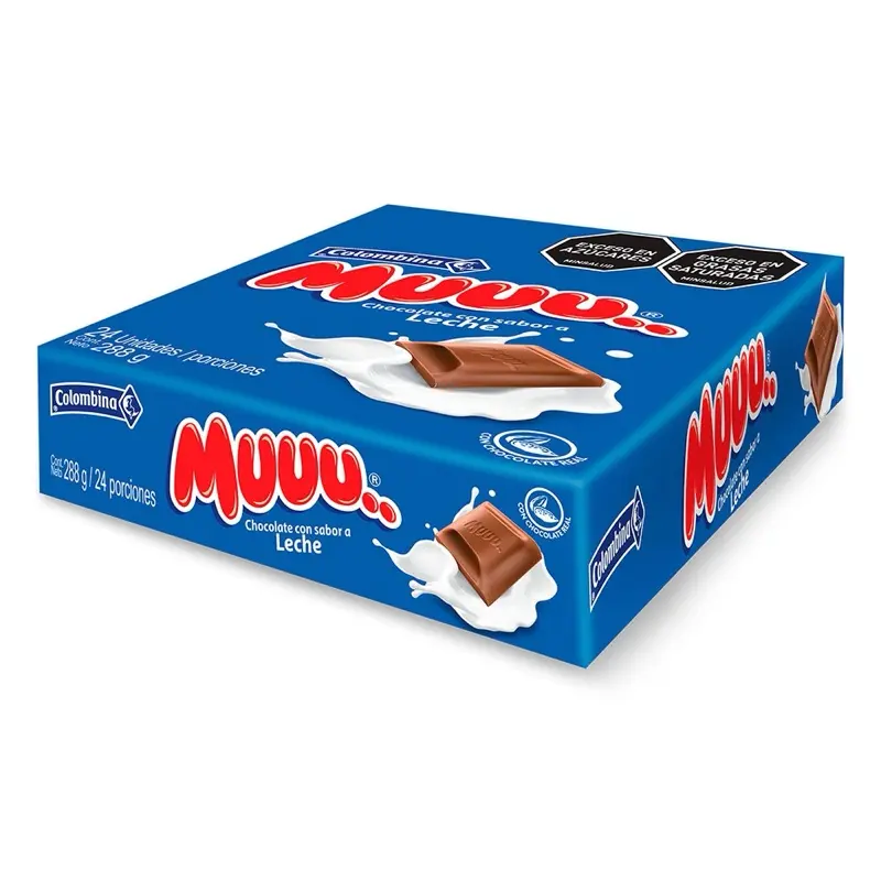 Colombina Muu Box with 24 Individually Wrapped Milk Chocolate Bars 288g Perfect for Sharing