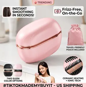 Cordless Mini  Straightener Brush | Portable Ionic Straightening Comb with USB Rechargeable Battery | Fast Heating Anti-Scald Travel  Styler for Silk Smooth  | Frizz-Free On-the-Go Styling Hair