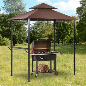 Grezone 8'x 5' Grill Gazebo Tent BBQ Canopy for Outdoor Barbeque Shelter Girll Canopy Grill Gazebo Hardtop with Stable Steel Frame Shade