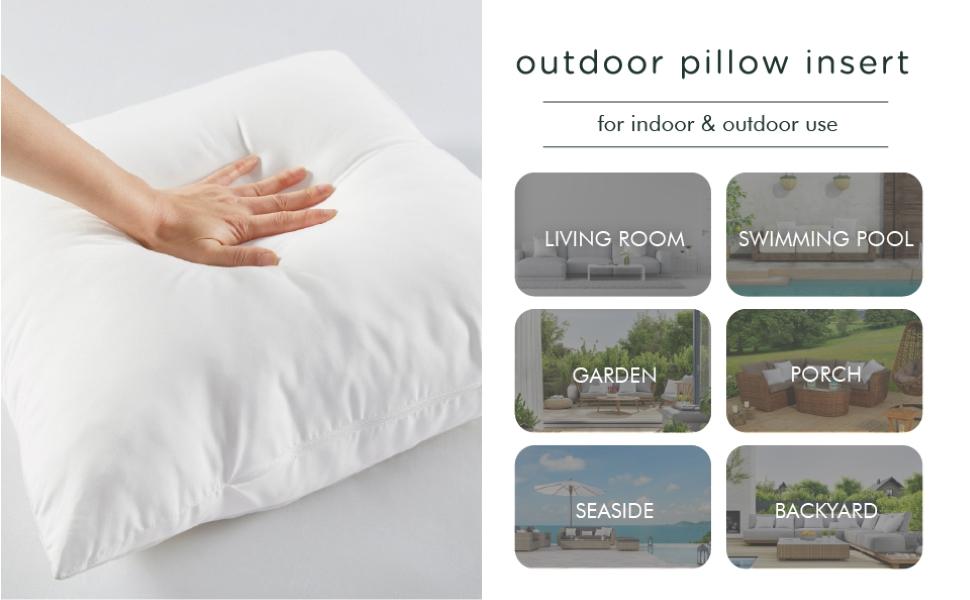 Codi Outdoor Lumbar Pillow Inserts 12x20 Set of 2, Water Resistant Throw Pillows Insert for Patio Furniture and Porch