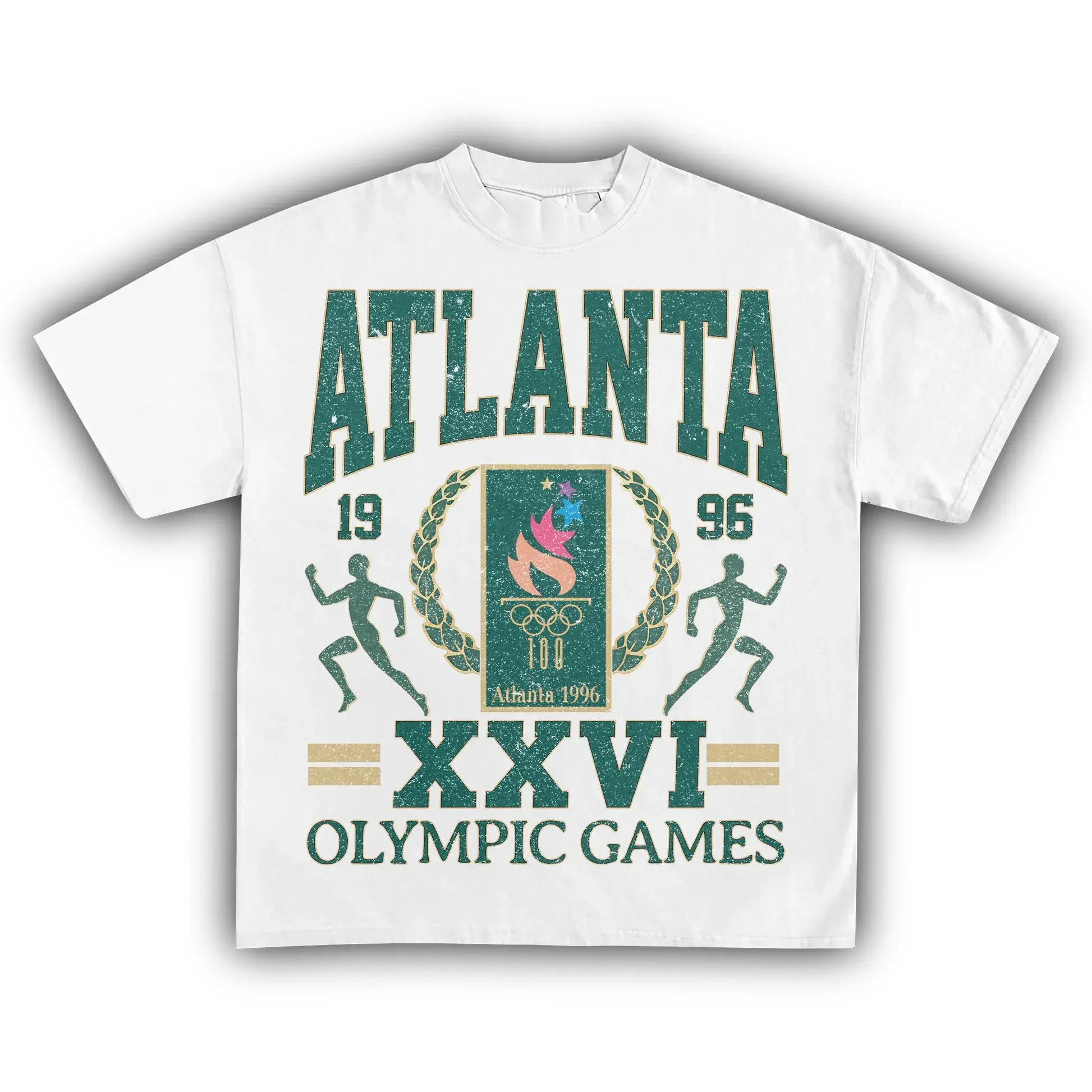 Vintage Atlanta 1996 Centennial Graphic T-Shirt - Unisex All Seasons Casual Streetwear Tops, Round Neck, Short Sleeves, Graphic Shirts, Menswear, Shortsleeve, Vintage Shirts