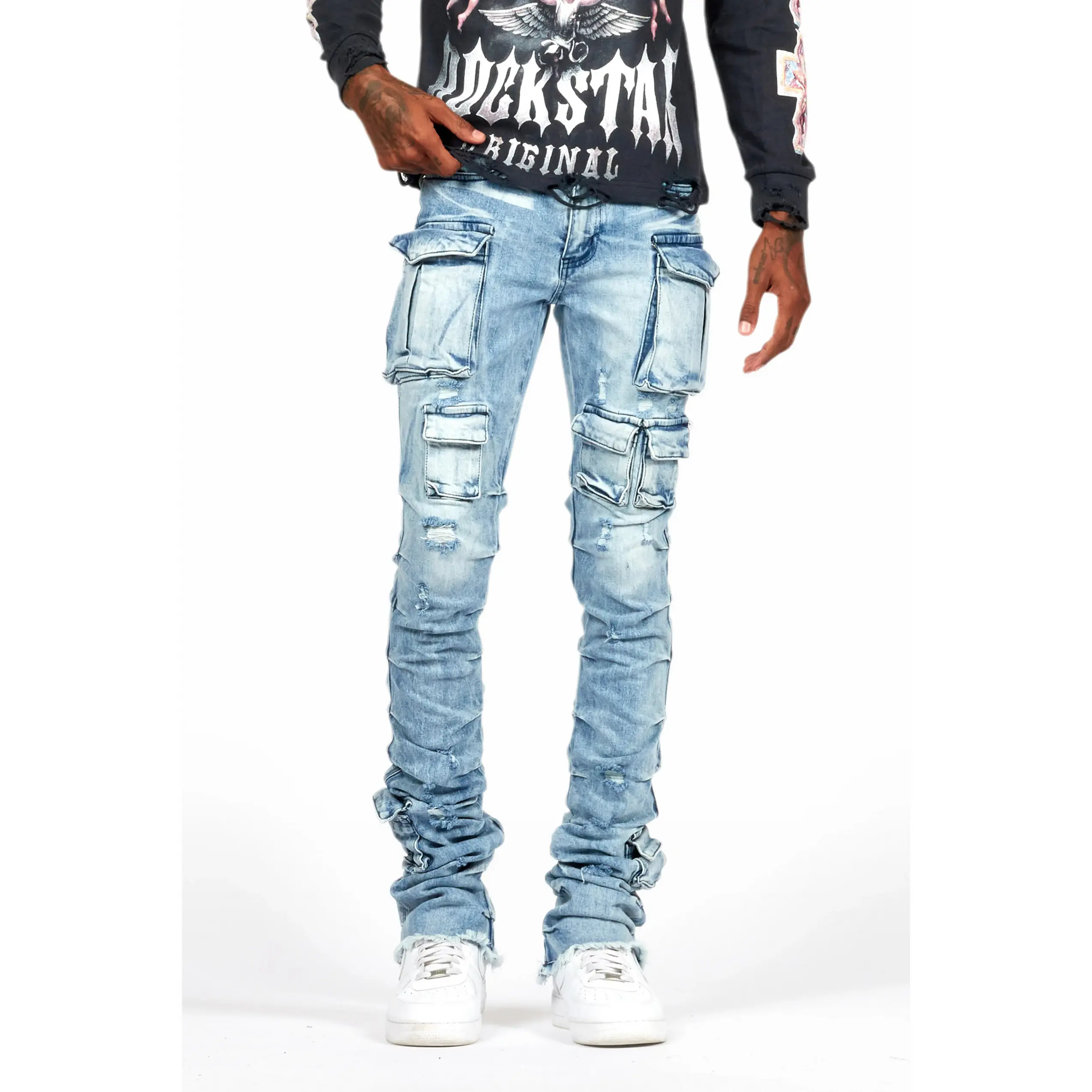 Gentry Light Blue Wash Stacked Flare Jean
