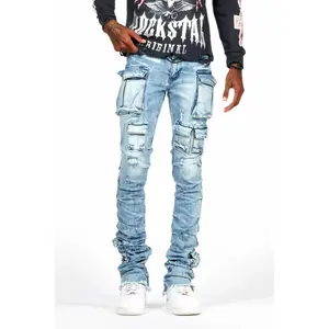 Gentry Light Blue Stacked Flare Jean