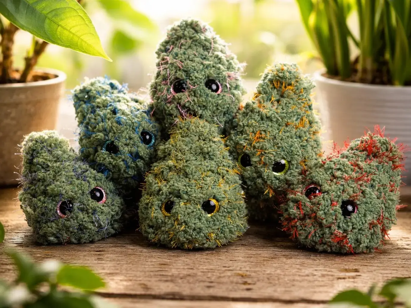 Crochet Weed Bud Plushie Cute Amigurumi Cannabis Nug Toy Funny Stoner Gift Idea Emotional Support Desk Pet Handmade 420 Room Decor