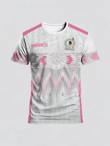 New Mexican Style Men's Soccer Jersey, Comfortable Breathable Fabric, Ideal for Matches, Training & Casual Wear, Printed Design, Lightweight Jersey