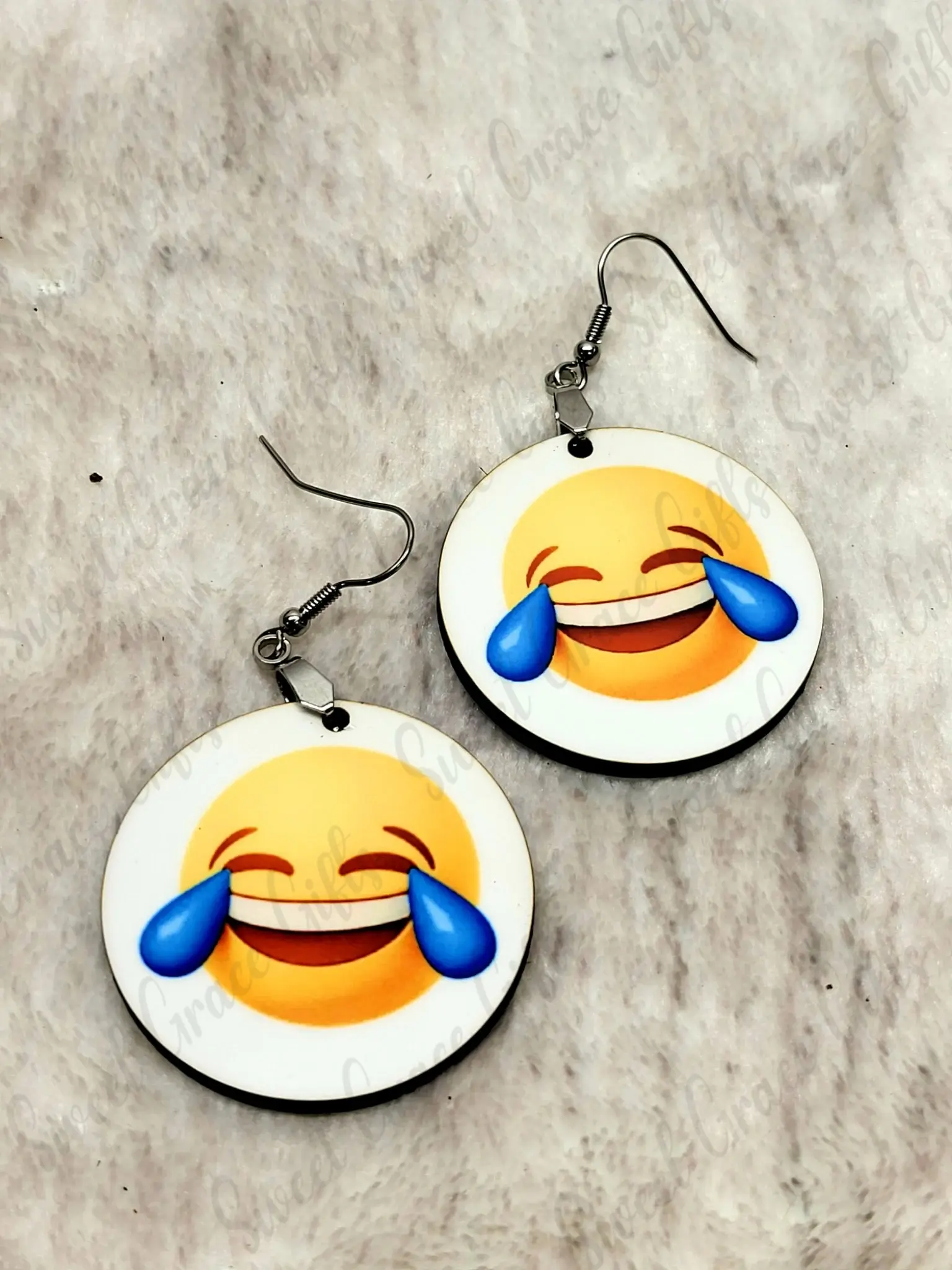 Funny Laughing Emoji Earrings | Tears of Joy Emoji Dangle Earrings | Cute Trendy Meme Jewelry Gift for Her