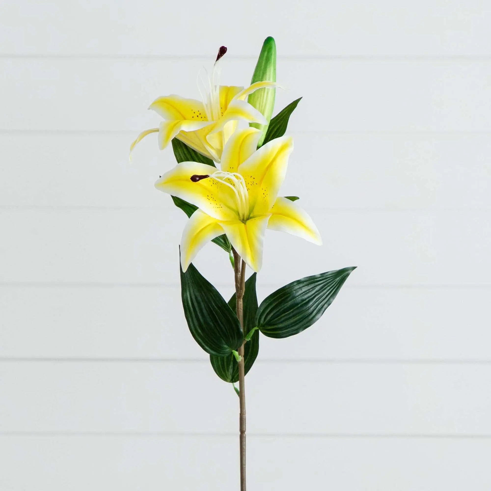 Faux Silk Colorful Lily Flower Stems with Wired Branches - 31 in, 3 Pieces, Home Room Decor Faux Stems, Three Pieces