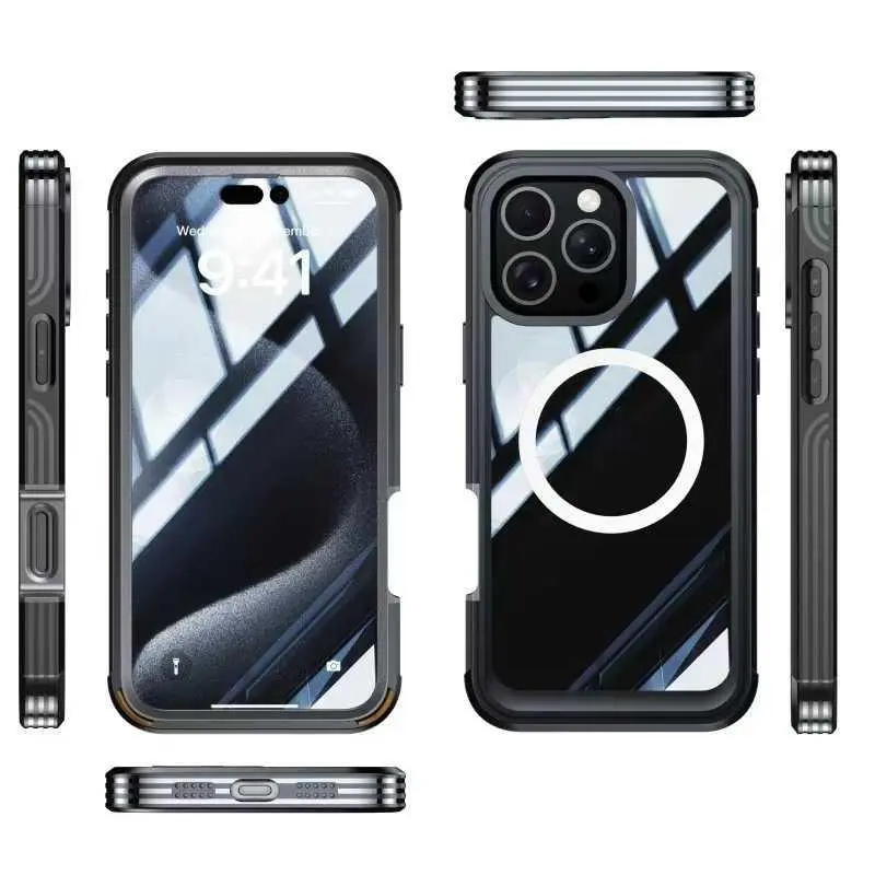 For iPhone 16 Series Phones Transparent Full Coverage Drop-Proof Dustproof HD Scratch-Resistant with Built-in Magnetic Phone Case HNB73