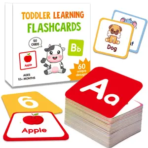 Toddler Learning Flashcards, 60pcs/set Colorful Alphabet & Number & Shape Learning Cards, Vocabulary Flashcards, Word Cards, Visual Stimulation Cards, Educational Learning for Preschoolers