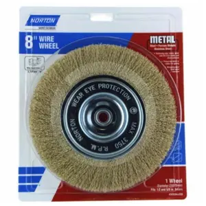 212 MAIN Norton 8 in. Stainless Steel Wire Brush Wheel, Ideal for Corrosion Removal, Deburring, Dirt Removal on Ferrous Metals