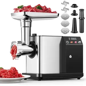 Meat  Electric 3000W Max with  Color Screen, Auto-Reverse & Built-in Storage - 3 Speed Settings,Grinding, Sausage & Kibbe Making for  Use, Stainless Steel
