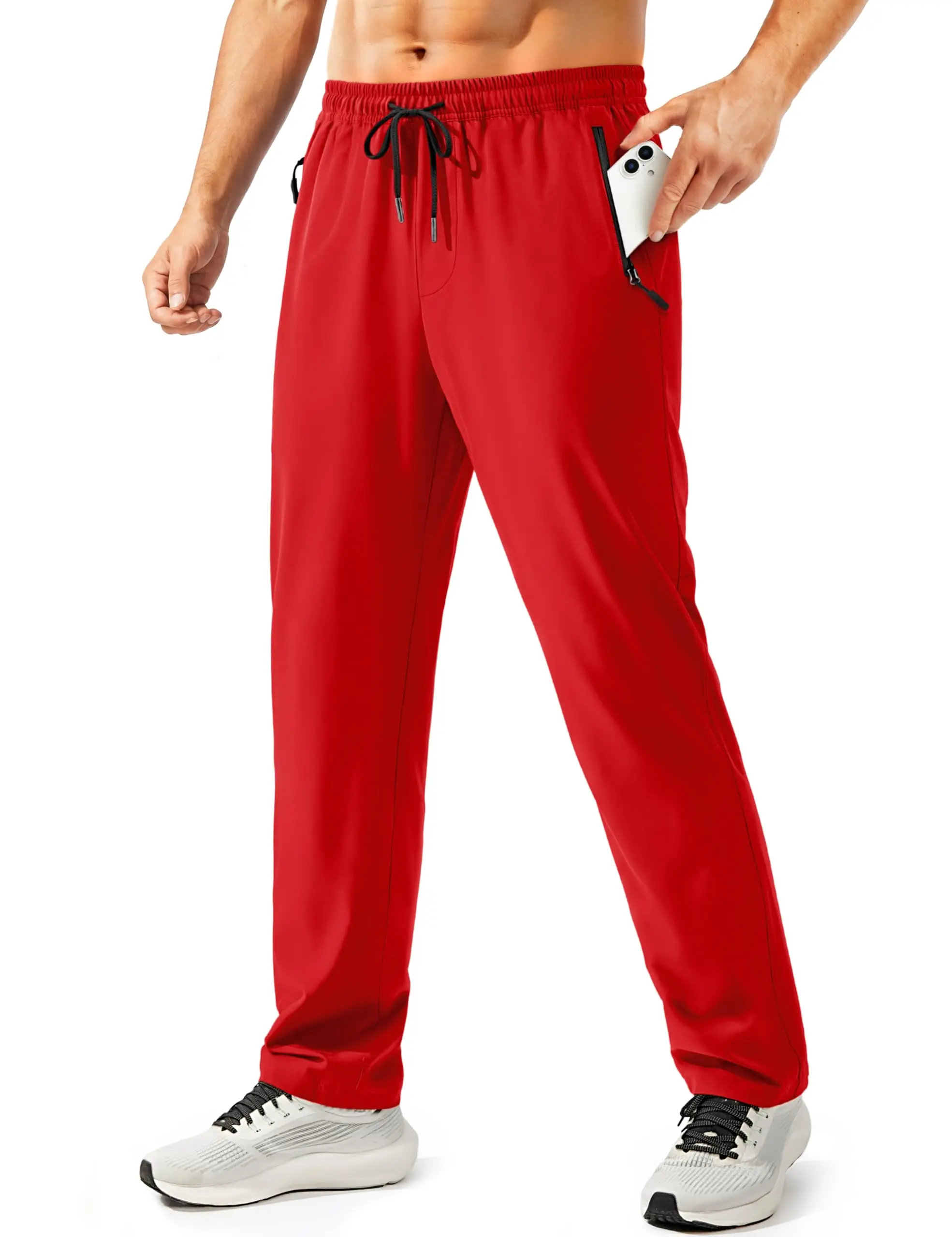 Men's Everyday Active Sporty Sports Bottoms, Lightweight Quick-Dry Stretch Waterproof Workout Sweatpants with 3 Pockets for Casual Athletic Hiking