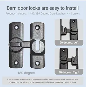 Upgraded Barn Door Lock 90/180 Degree Flip Door Latch Protecting Safety Sliding Gate Latches for Barn Garden Bathroom Cabinet Window Sliding Door Easy Install with Screws